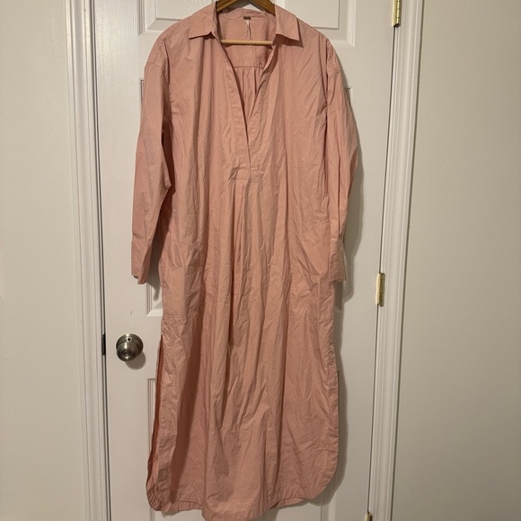 Free People Eva Long Sleeve Cotton Maxi Midi Pullover Shirt Dress Size Small - Picture 2 of 11